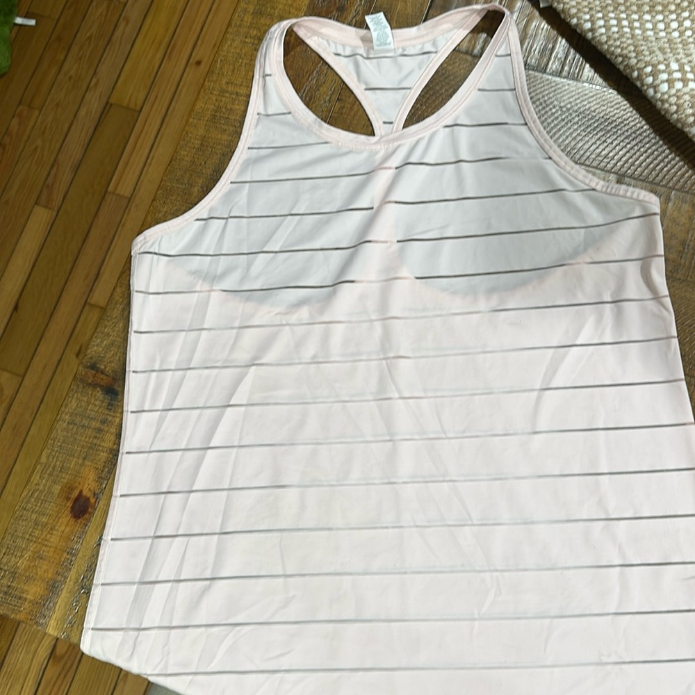 Athleta Stripe Mesh Chi Tank Medium Pink